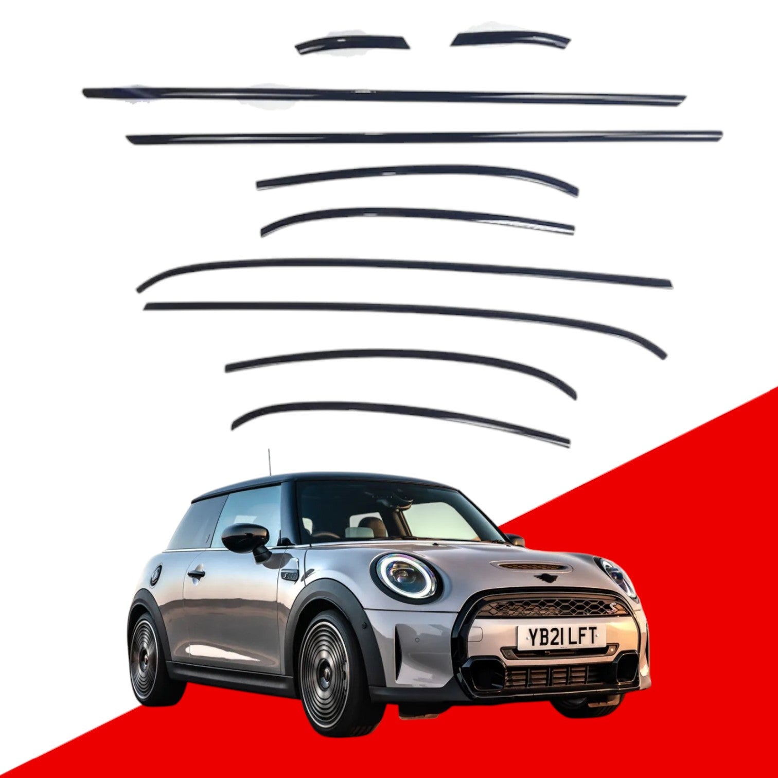 Mini Cooper F56 Black Window Trims 2014-2023 3 Door Blackout dechrome Shadow Edition