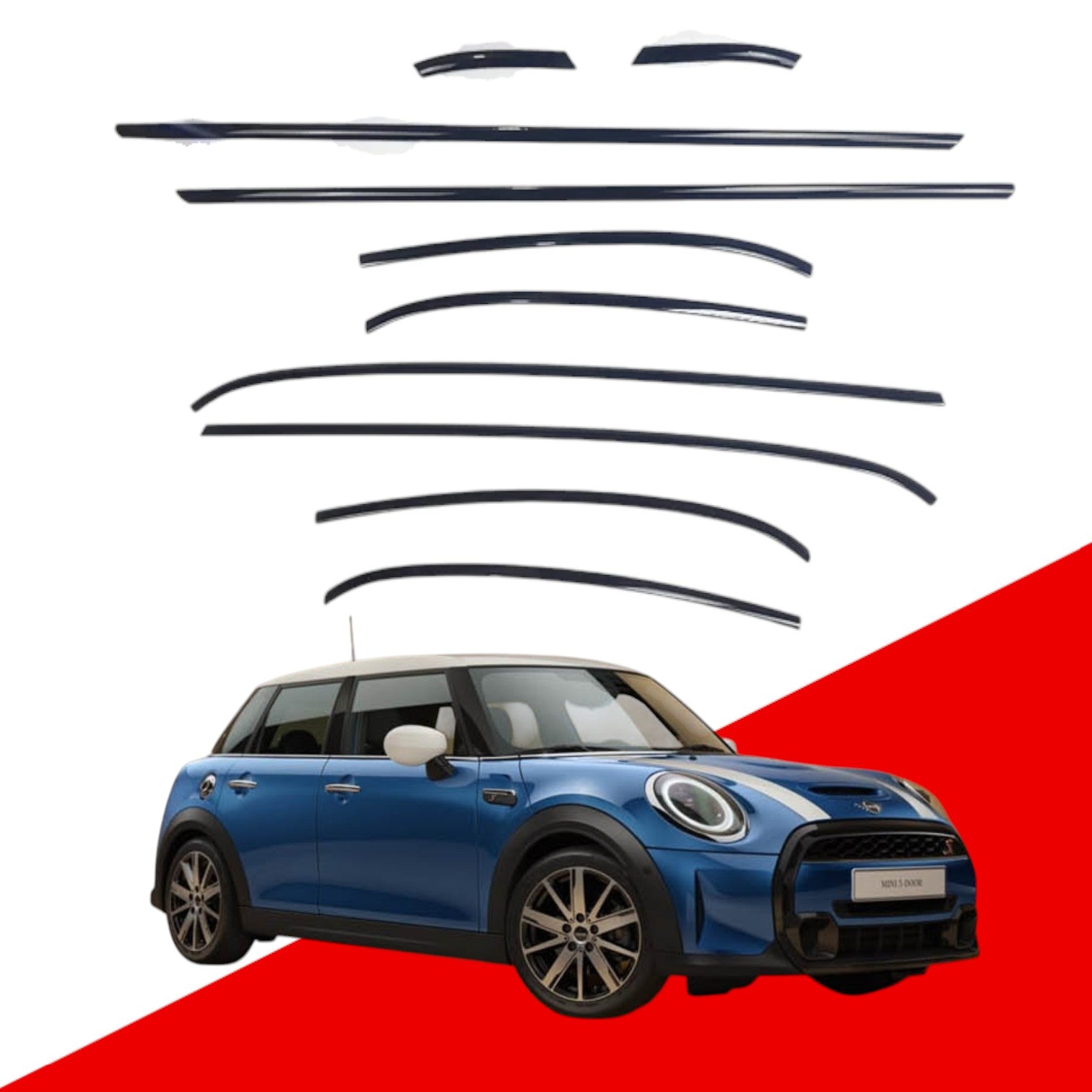 Mini Cooper F55 Black Window Trims 5 Door 2014-2023 Blackout dechrome Shadow Edition