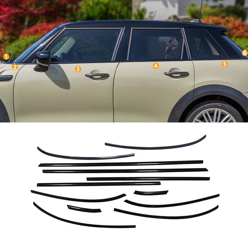Mini Cooper F55 Black Window Trims 5 Door 2014-2023 Blackout dechrome Shadow Edition