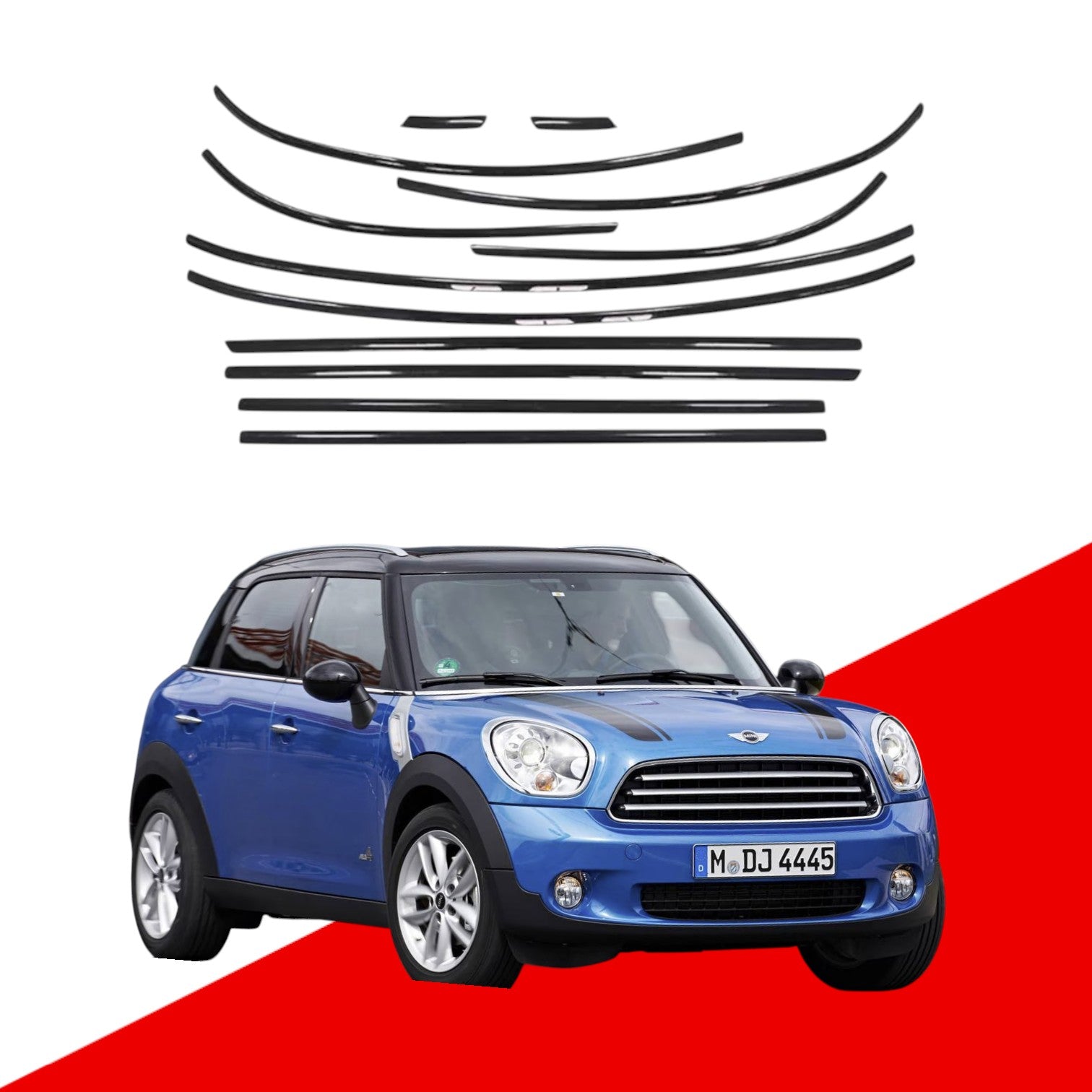 Mini Cooper R60 Country Black Window Trims 5 Door 2010-2016 Blackout dechrome Shadow Edition