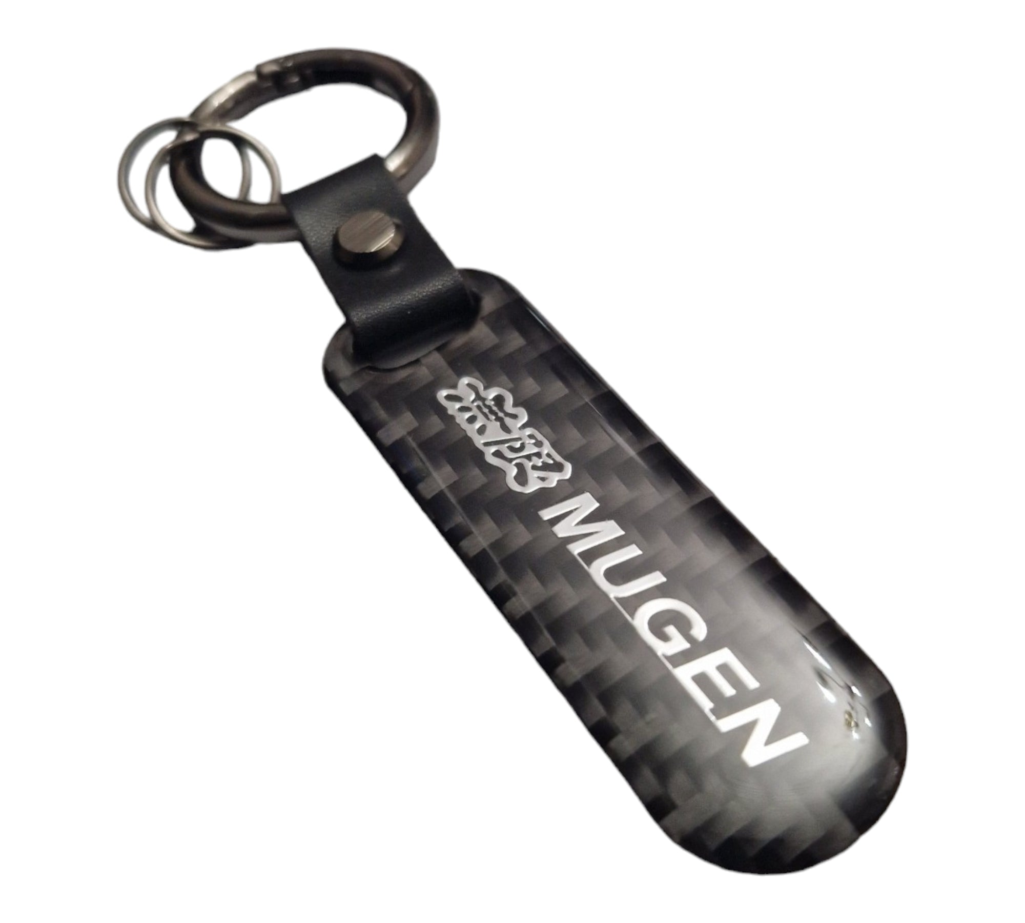 Mugen Black Carbon Fibre/Leather Key Ring - Accessories Honda keychain