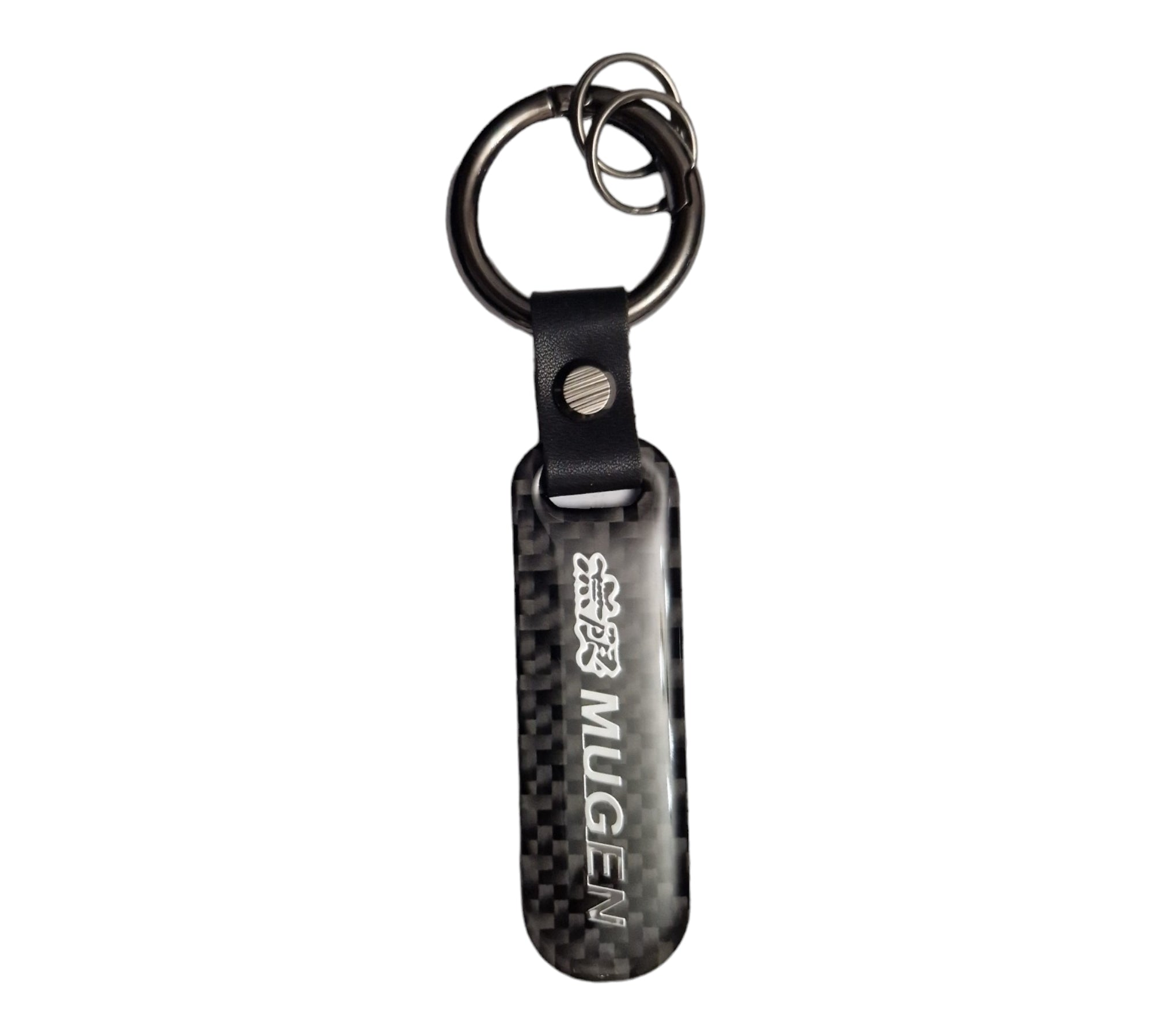 Mugen Black Carbon Fibre/Leather Key Ring - Accessories Honda keychain