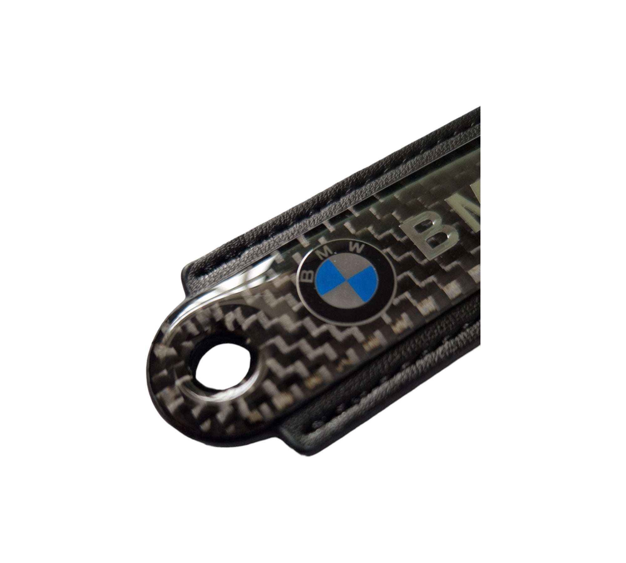 BMW Black Carbon Fibre/Leather Key Ring - Accessories