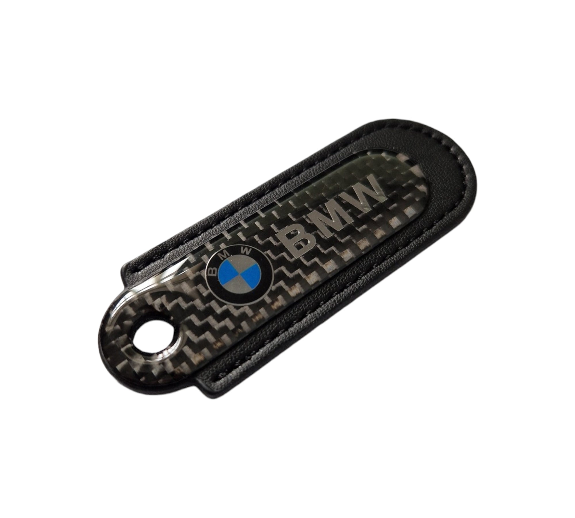 BMW Black Carbon Fibre/Leather Key Ring - Accessories