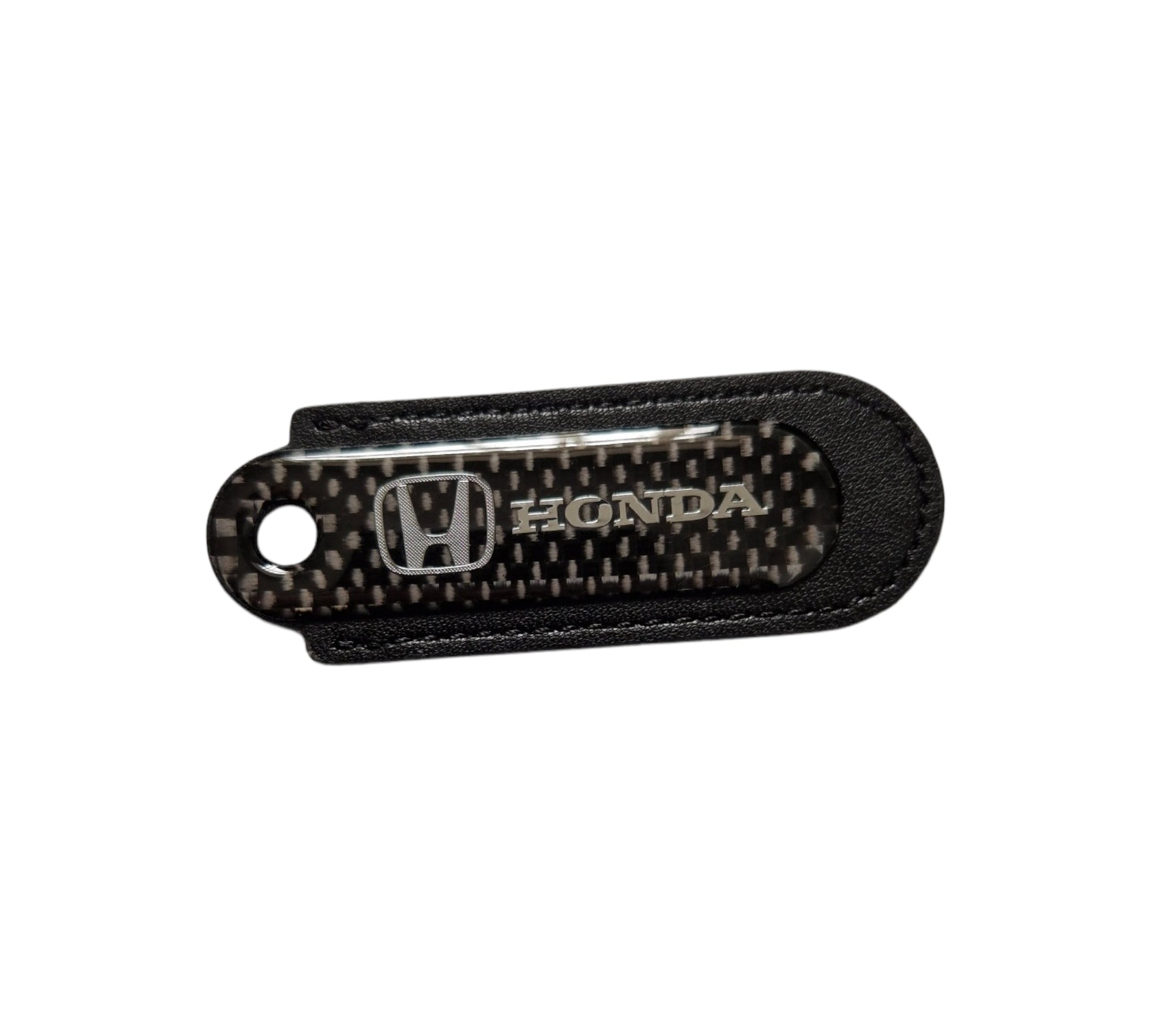 Honda Black Carbon Fibre/Leather Key Ring - Accessories