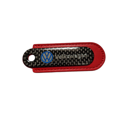 VW Red Carbon Fibre/Leather Key Ring - Accessories - Custom My Ride