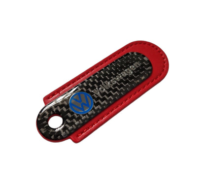 VW Red Carbon Fibre/Leather Key Ring - Accessories - Custom My Ride
