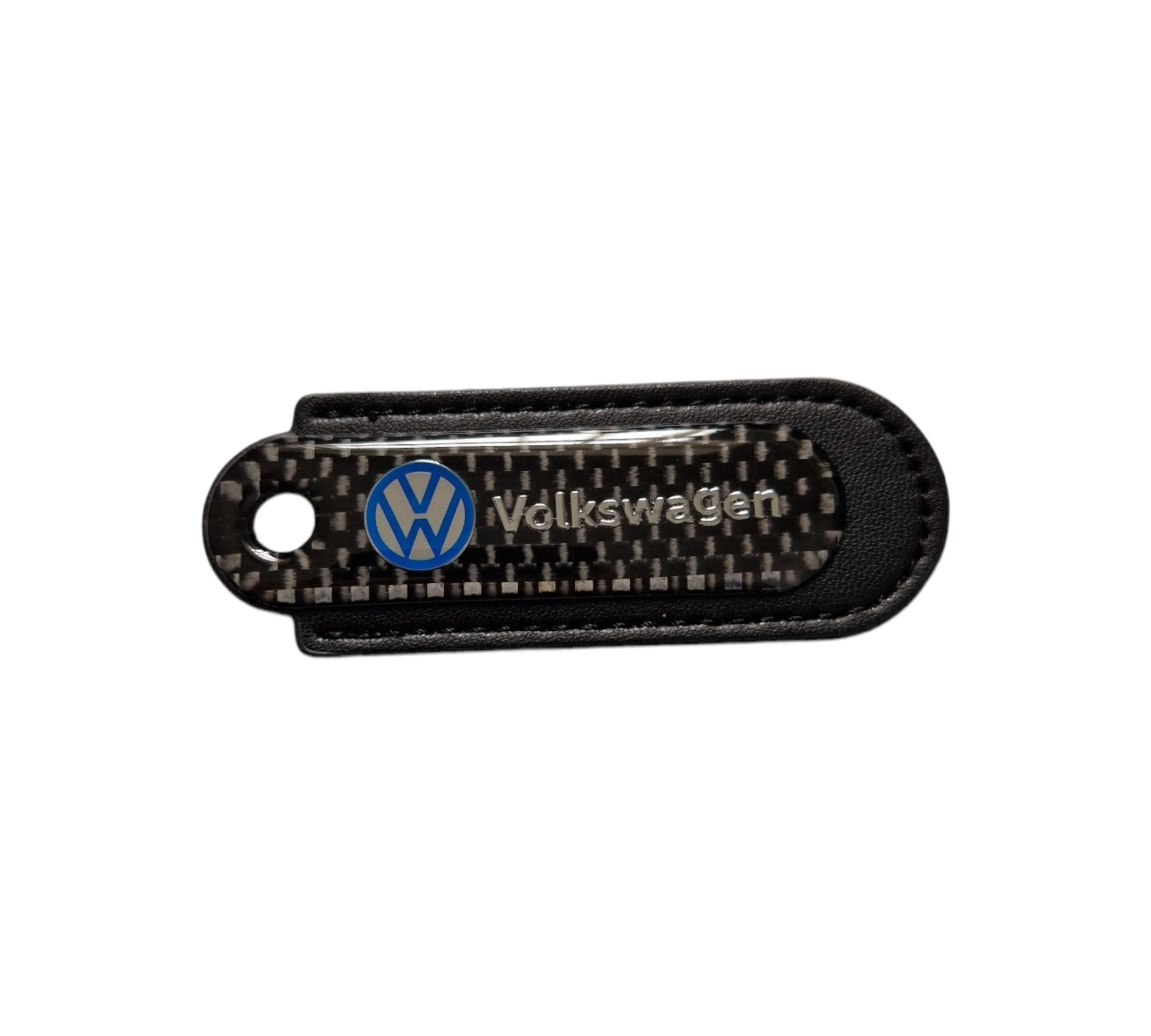 VW Black Carbon Fibre/Leather Key Ring - Accessories