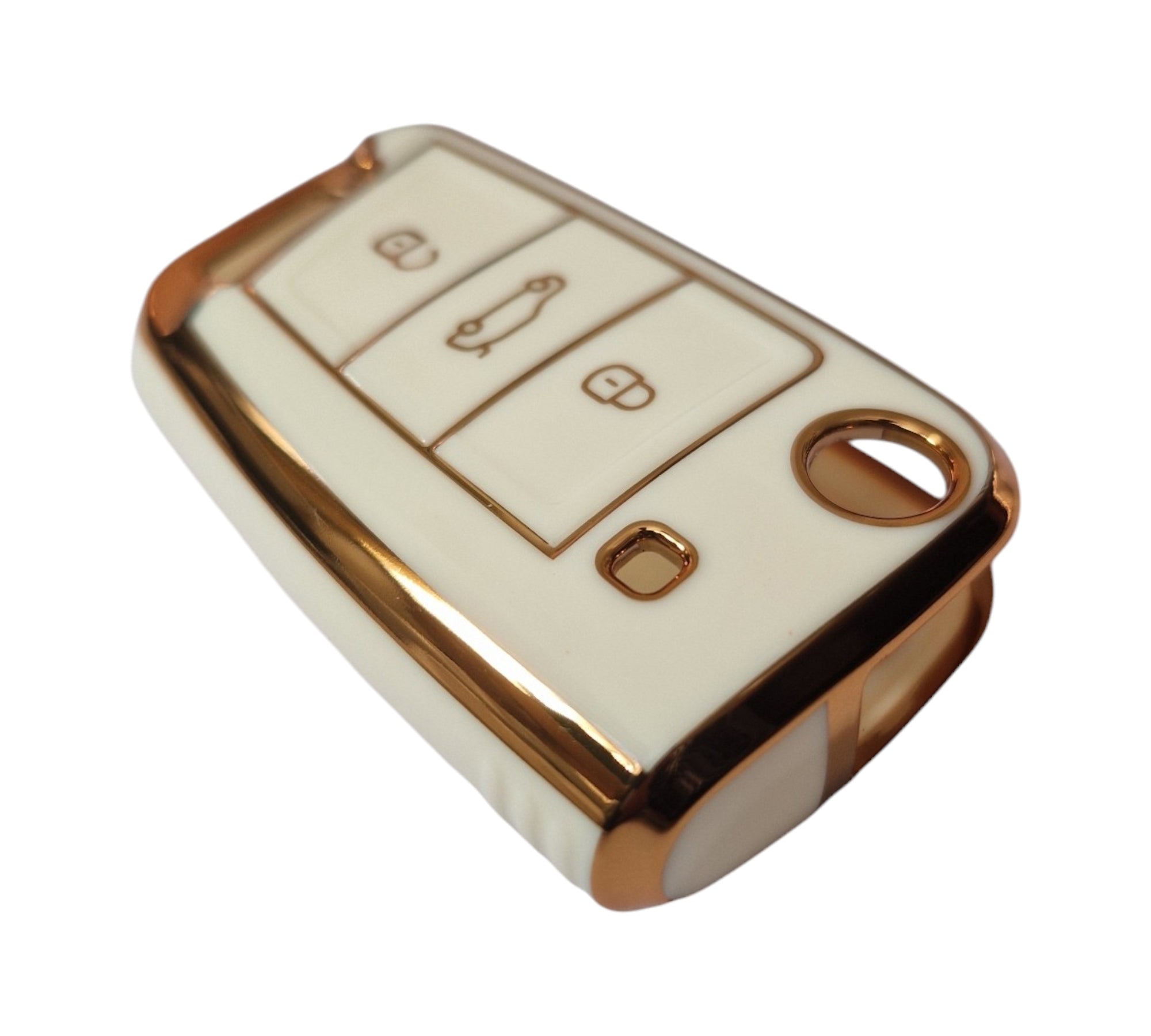 VW White and Gold Key Fob Cover - Silicone