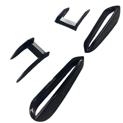 Gloss Black Front Bumper Side Splitter Spoiler with Air Vent Covers for BMW 1 Series F40 118i 118d 120i 120d M135i 2019-2024