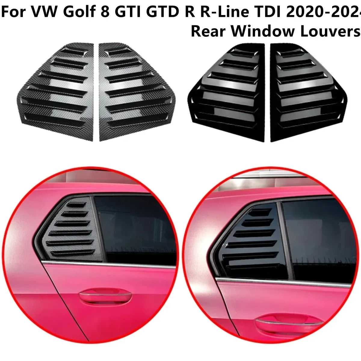 Window Louver Side Vent Trim For VW Golf4 Golf 5 Golf 6 Golf 7 MK4 MK5 MK6 MK7 MK7.5 MK8 Pair Car Rear Window Shutter Cover Trim