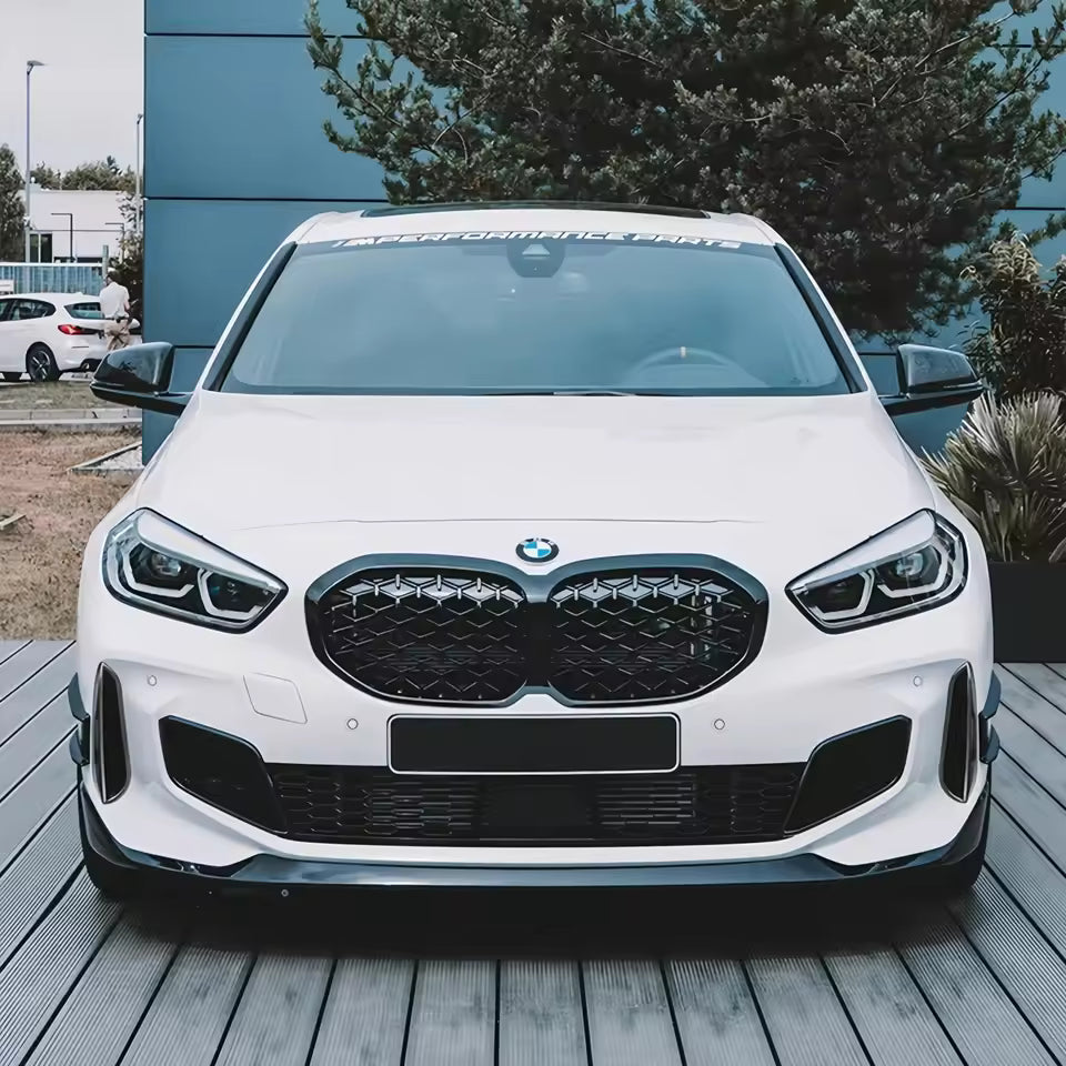 Gloss Black Front Bumper Side Splitter Spoiler with Air Vent Covers for BMW 1 Series F40 118i 118d 120i 120d M135i 2019-2024