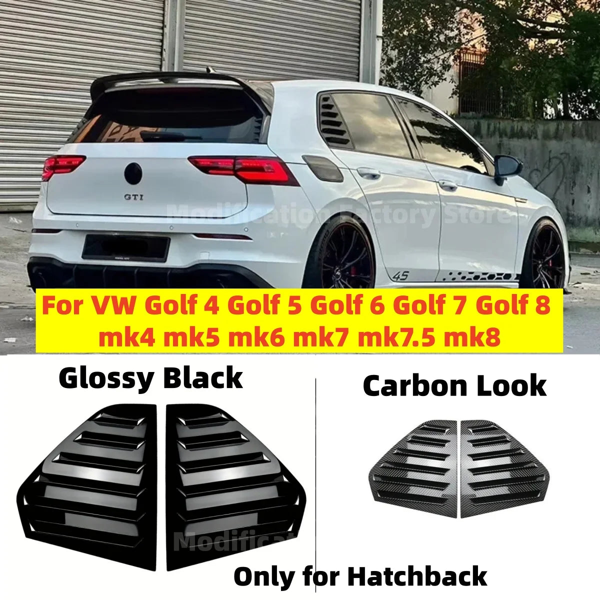 Window Louver Side Vent Trim For VW Golf4 Golf 5 Golf 6 Golf 7 MK4 MK5 MK6 MK7 MK7.5 MK8 Pair Car Rear Window Shutter Cover Trim