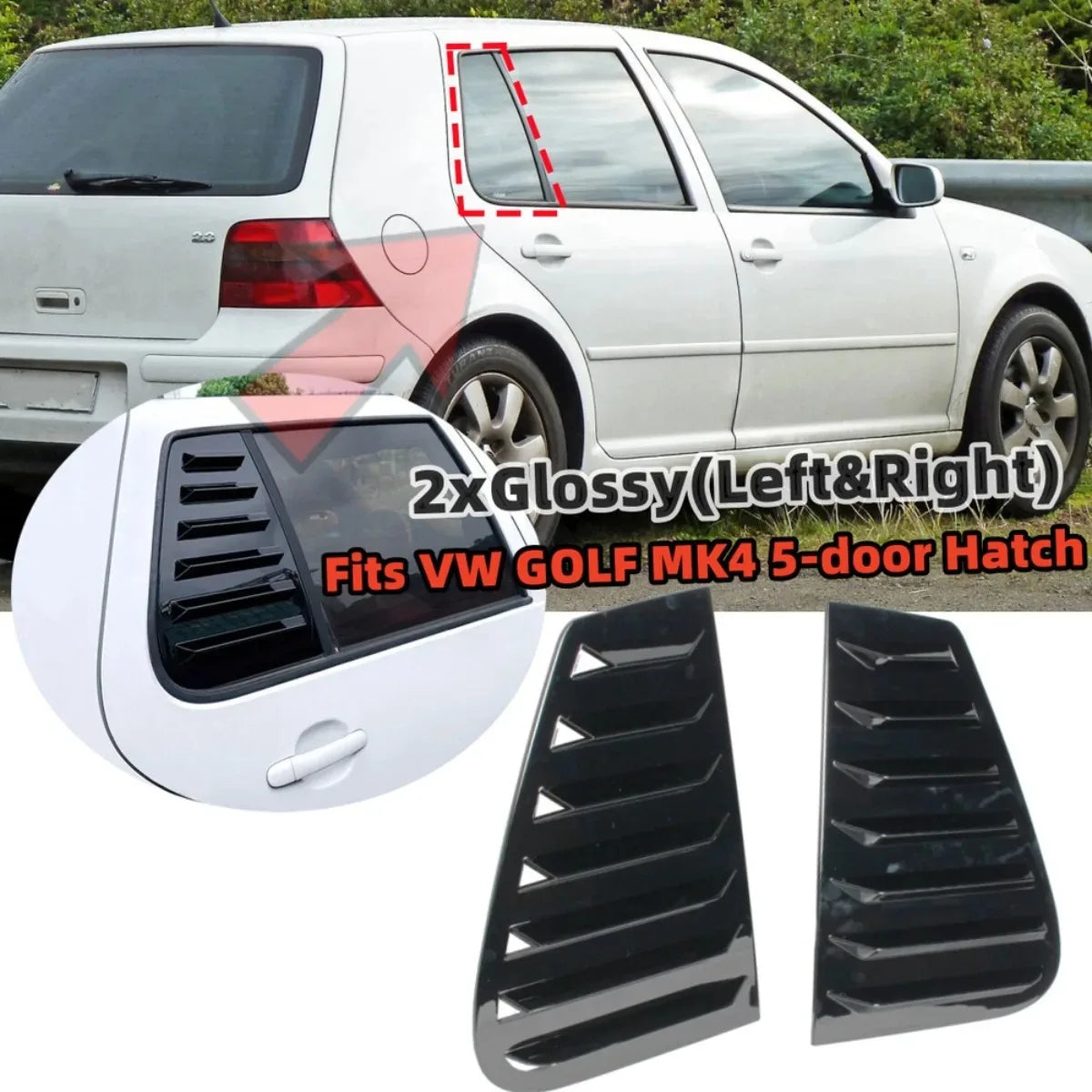 Window Louver Side Vent Trim For VW Golf4 Golf 5 Golf 6 Golf 7 MK4 MK5 MK6 MK7 MK7.5 MK8 Pair Car Rear Window Shutter Cover Trim
