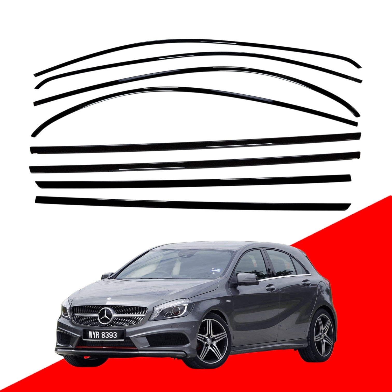 Mercedes A Class W176 Black Window Trims 2013-2018 New Blackout dechrome Night Package - Custom My Ride