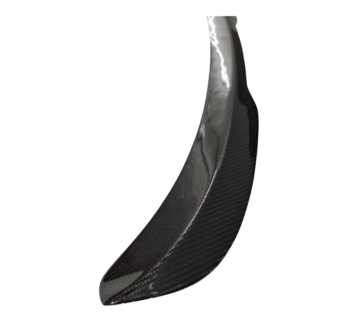 Custom My Ride carbon fibre lip spoiler for Seat Leon 5F hatchback showing the sleek curved design and weave pattern