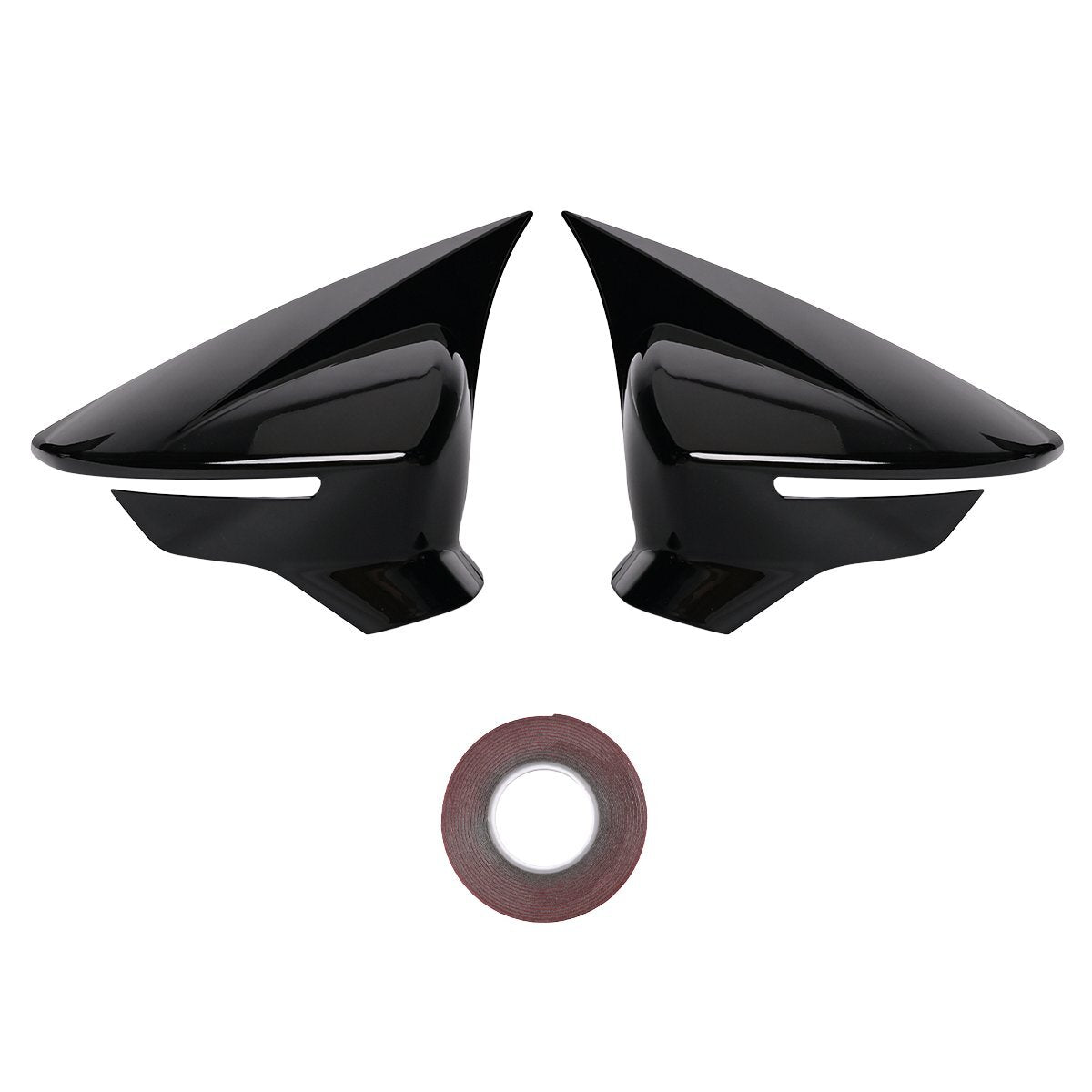 Gloss Black Bat Style Wing Mirror Cover Caps Pair for Seat Leon MK3 2013-2019 Front Left & Right ABS Easy Installation