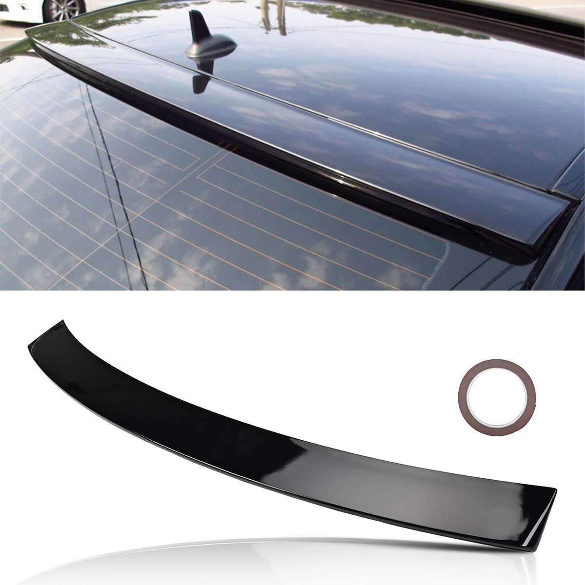 AMG Style Glossy Black Roof Spoiler for Mercedes Benz C Class W204 2007-2013 Rear Window Lip ABS Direct Fit Easy Installation Replacement