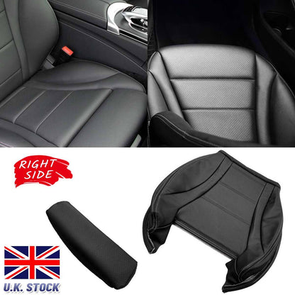 Front Right Driver Bottom Synthetic Leather Black Seat Cover for Mercedes Benz C-Class W205 2015-2021 C250 C300 C350 C400 4Matic Direct Fit