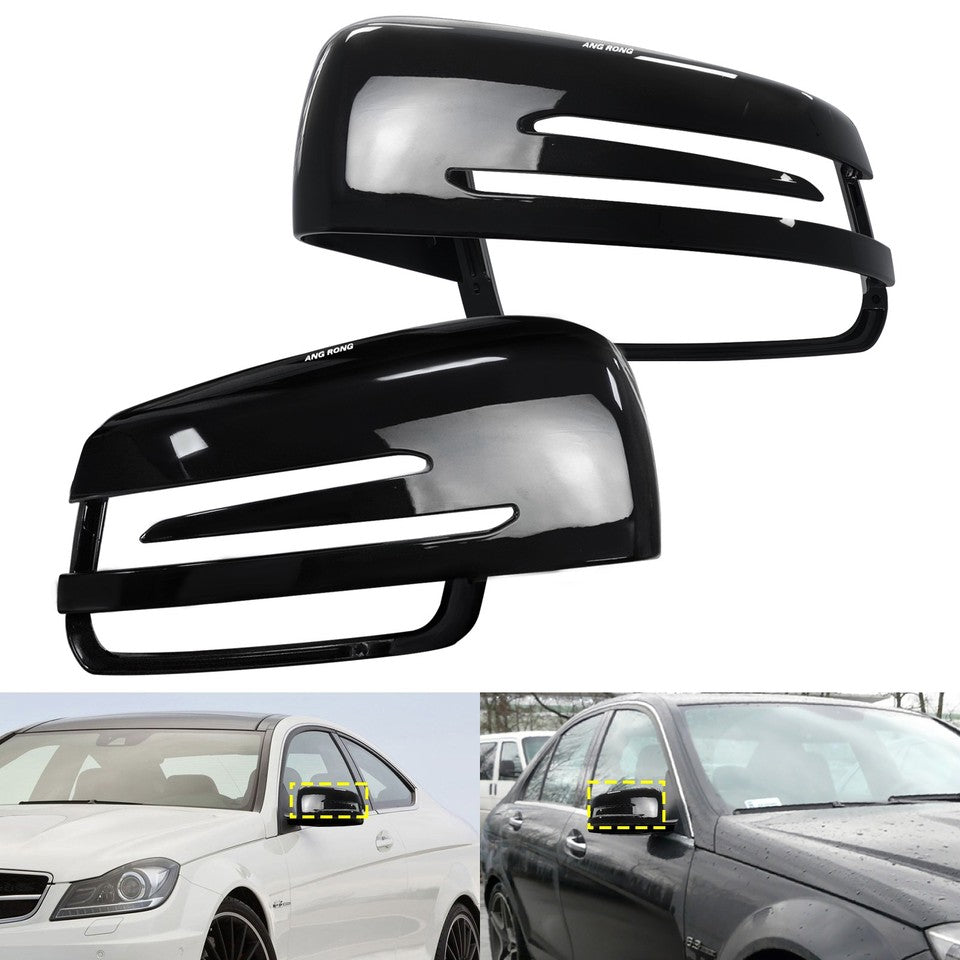 Gloss Black Wing Mirror Cover Caps 2PCS Fit Mercedes A-Class W176 2012–2017