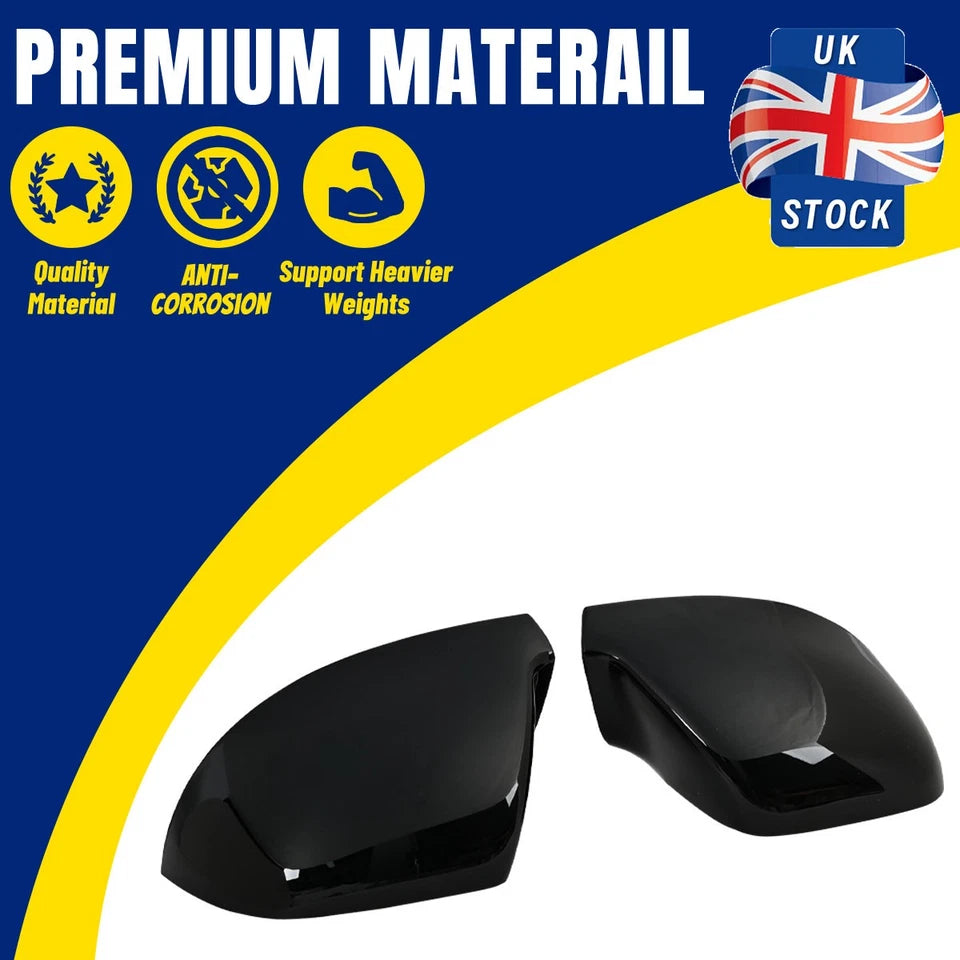 Gloss Black Wing Mirror Cover Caps Pair for VW Transporter T5 T5.1 2010-2015