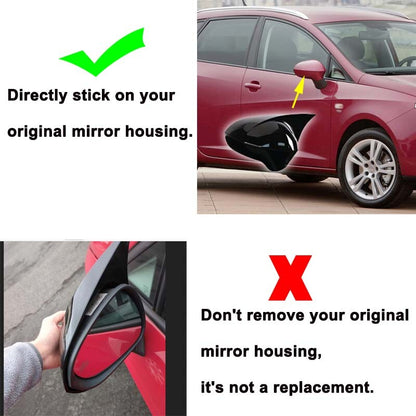 Gloss Black Wing Mirror Cover Caps Pair for Seat Ibiza 6J MK4 2008-2017 Front Left & Right ABS Direct Fit Replacement