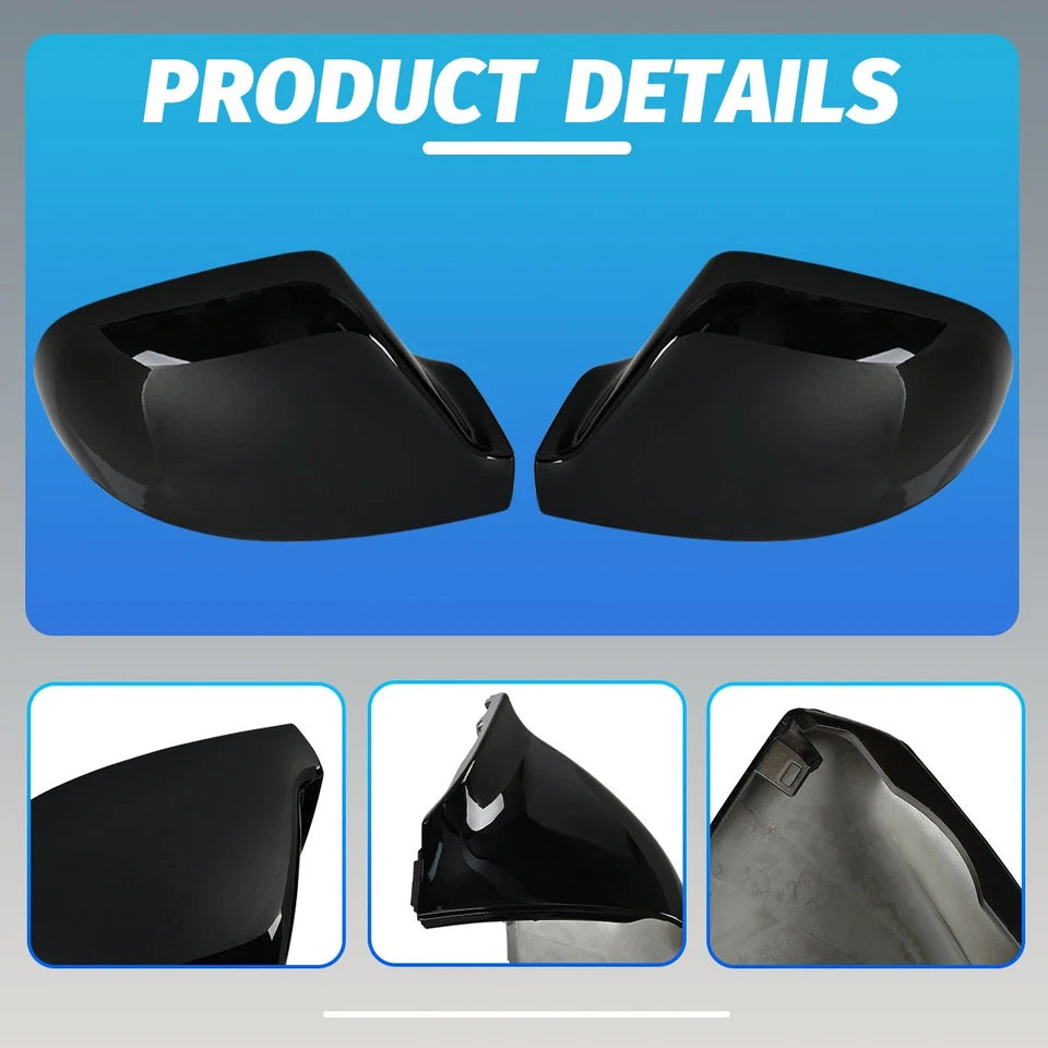 Gloss Black Wing Mirror Cover Caps Pair for VW Transporter T5 T5.1 2010-2015
