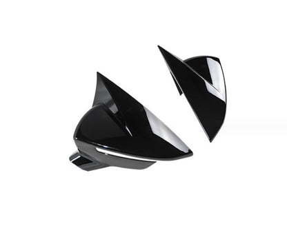 Gloss Black Bat Style Wing Mirror Cover Caps Pair for Seat Leon MK3 2013-2019 Front Left & Right ABS Easy Installation