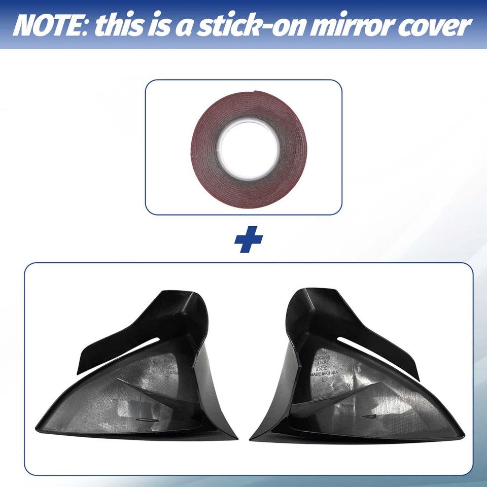 Gloss Black Bat Style Wing Mirror Cover Caps Pair for Seat Leon MK3 2013-2019 Front Left & Right ABS Easy Installation