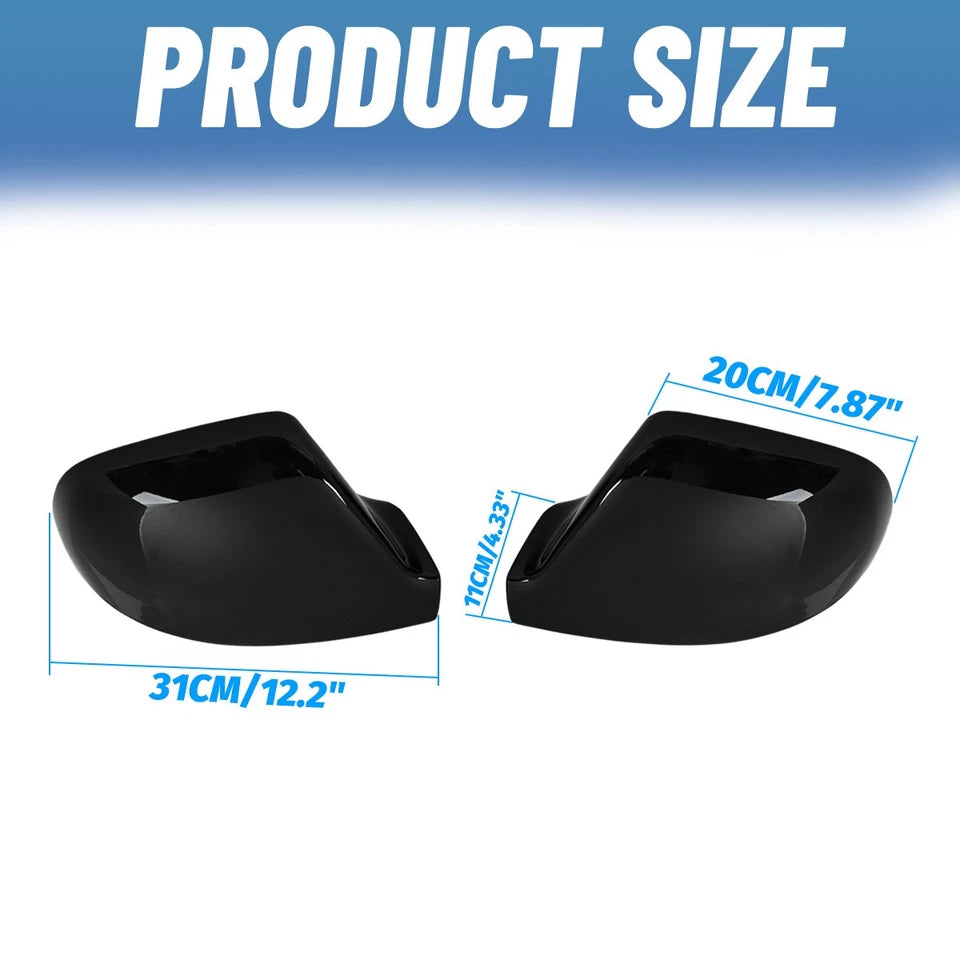 Gloss Black Wing Mirror Cover Caps Pair for VW Transporter T5 T5.1 2010-2015