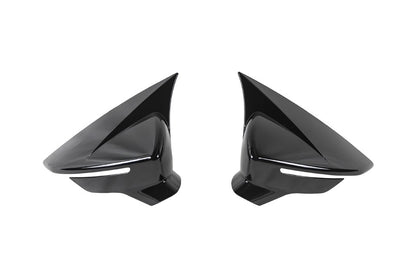 Gloss Black Bat Style Wing Mirror Cover Caps Pair for Seat Leon MK3 2013-2019 Front Left & Right ABS Easy Installation