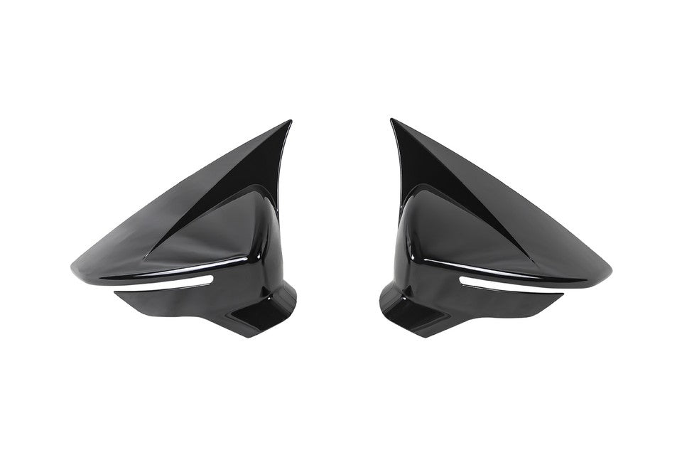 Gloss Black Bat Style Wing Mirror Cover Caps Pair for Seat Leon MK3 2013-2019 Front Left & Right ABS Easy Installation