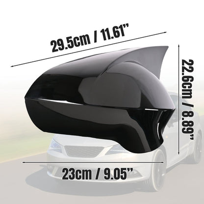 Gloss Black Wing Mirror Cover Caps Pair for Seat Ibiza 6J MK4 2008-2017 Front Left & Right ABS Direct Fit Replacement