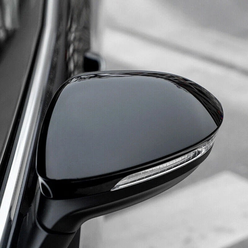Gloss Black Rear View Mirror Cover Caps Pair for VW Golf MK8 8R GTI GTE GTD 2020-2023