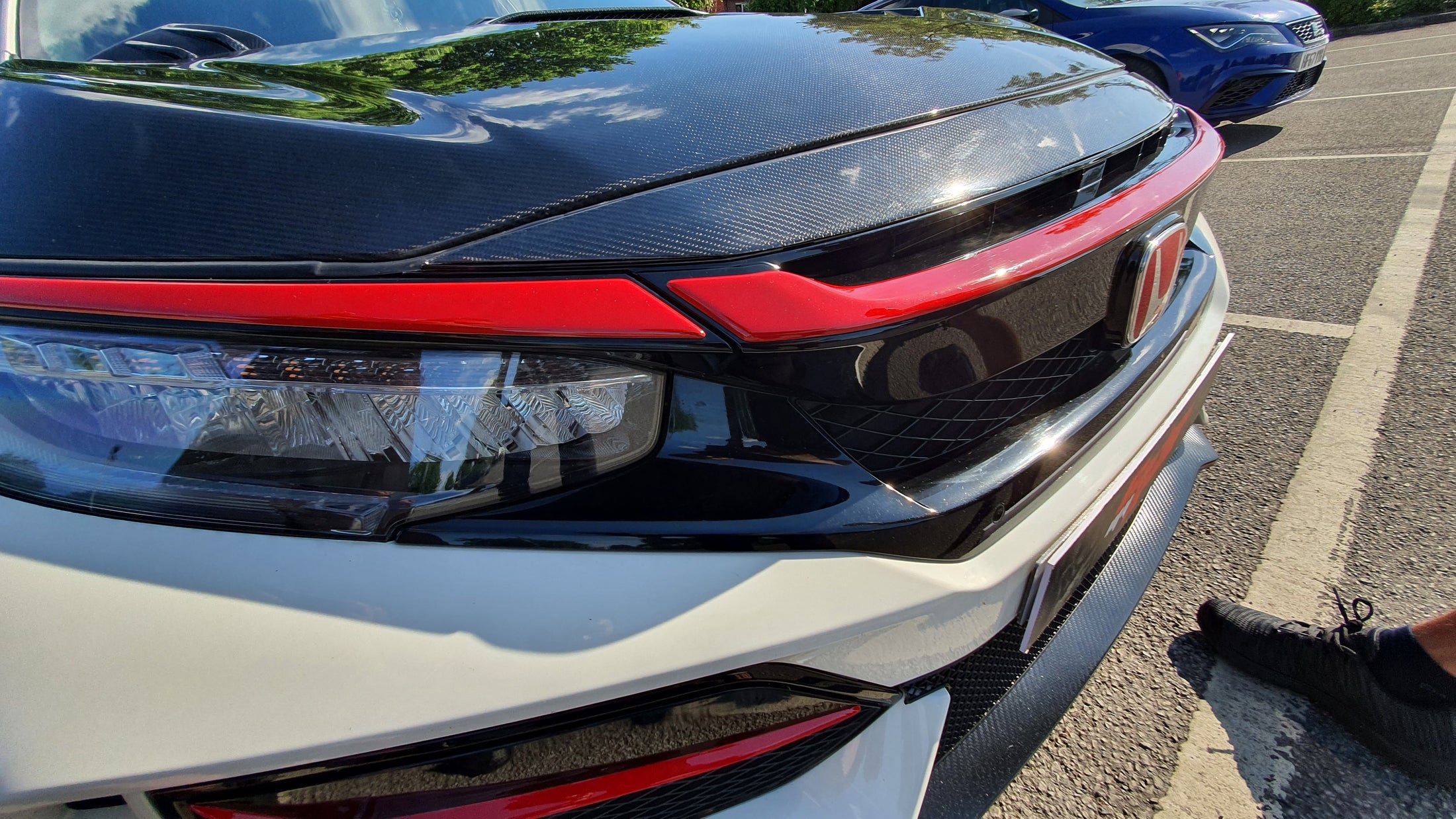 FK8 Front End Bonnet/Hood Trim - Carbon Fibre - Civic MK10