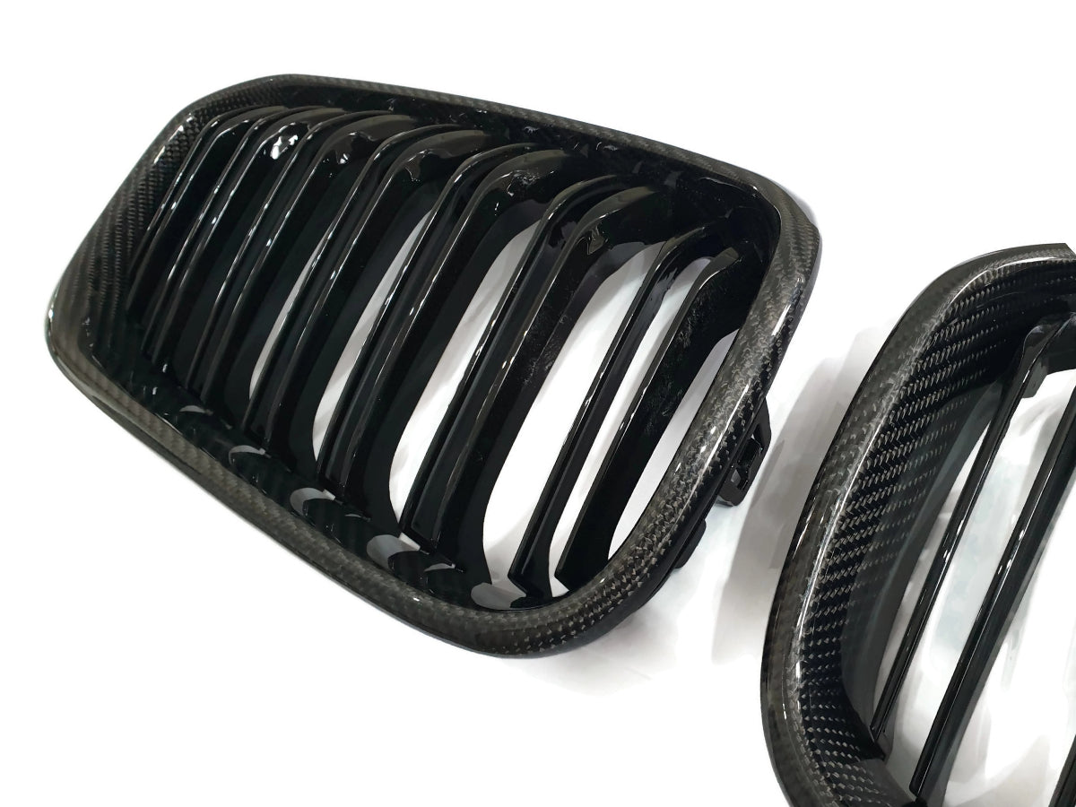 F20 Front Dual Slat Kidney Grill - Carbon Fibre - 1 Series BMW F21